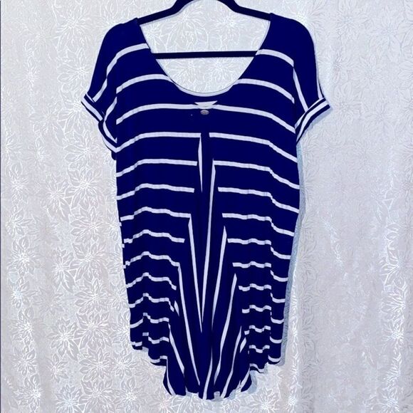 Pure + Good Anthro striped navy & white V-back top - Picture 2 of 5